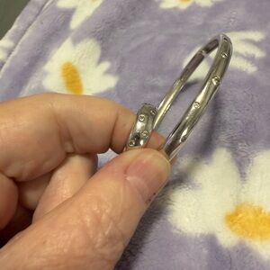 Silver Bangle Bracelet & Matching ring with Stud Accents
Size 10